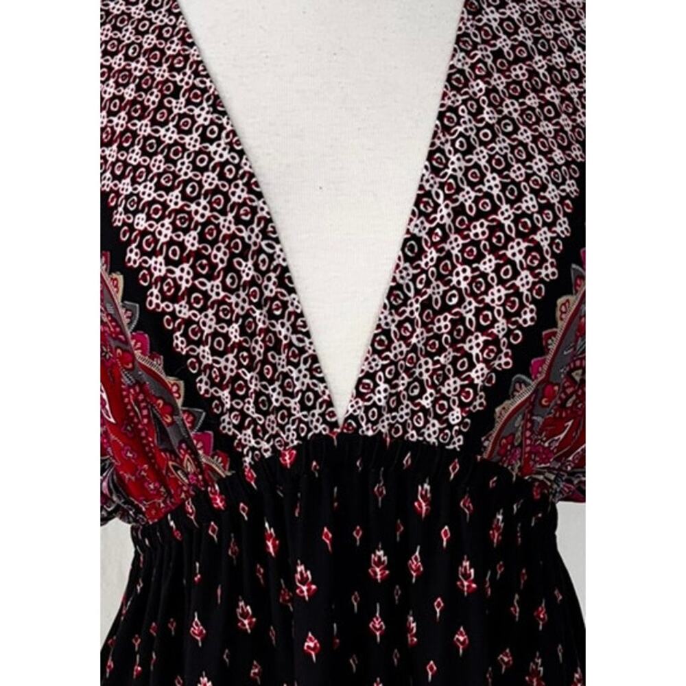 Joei & i Size Large Dress Deep V Neck Black Pink Paisley - Picture 6 of 8